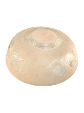 Vintage Peach Frosted Glass Lamp Shade – 10” Embossed Floral Ceiling Light Cover